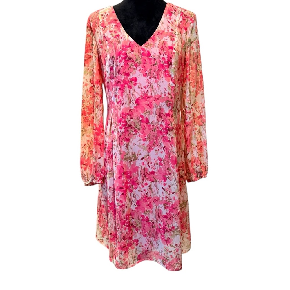INC International Concepts Pink Floral Kentucky Derby Dress Spring Flowy Medium
